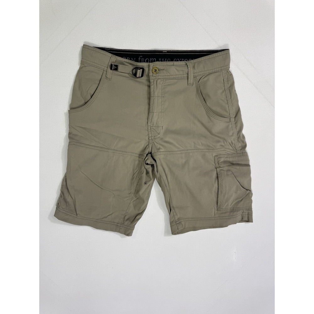 Prana Shorts Men's 28x10 (30x10) Stretch Zion Tan Hiking Belted Cargo Outdoor